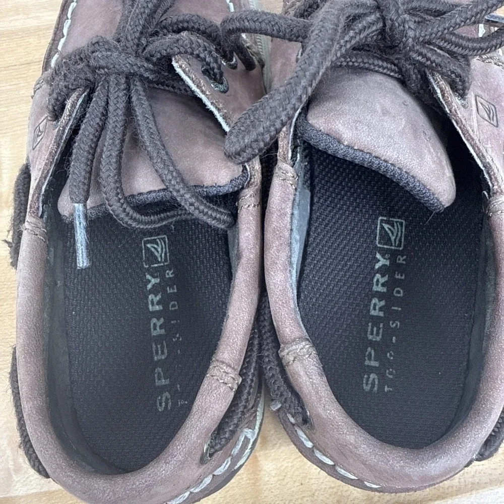 Sperry Top-Sider Boys Intrepid Leather Boat Shoes Cigar Brown 10 CB25328A